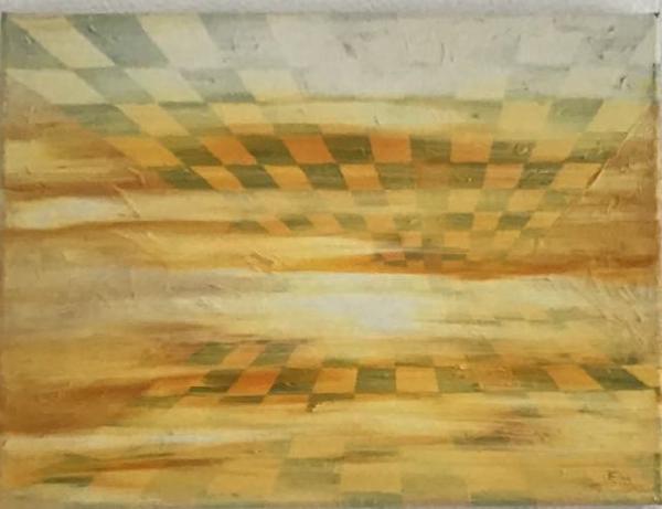 „Chessboard world“, Öl, Leinwand auf Keilrahmen, 40 cm x 30 cm, Unikat, Entstehungsjahr 2005