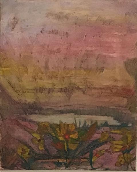 „Dusty lake“, Öl, Leinwand auf Keilrahmen, 30 cm x 30 cm x 3,5 cm, Unikat, Entstehungsjahr 2013