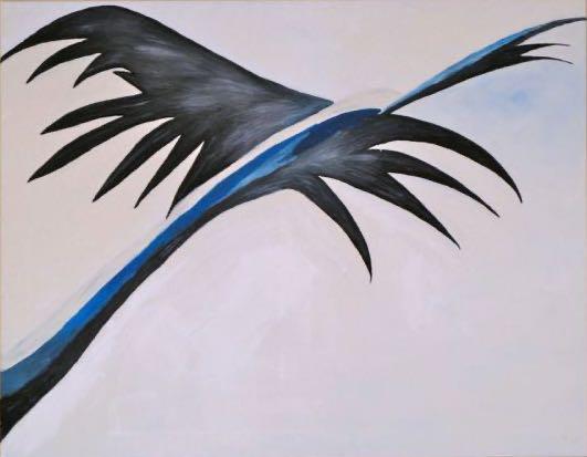 „Learn to fly“, Öl, Leinwand auf Keilrahmen, 90 cm x 80 cm, Unikat, Entstehungsjahr 2006